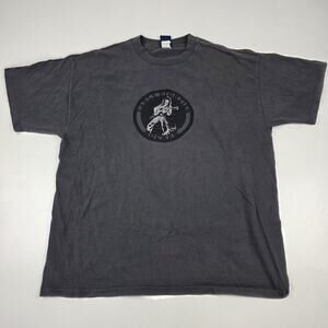 VTG 90 Bullhead Shirt Mens Large Charcoal Gray Graphic Guitarist Circle Logo Tee